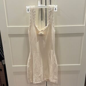 wild fable Cream Scalloped Knit Mini Dress